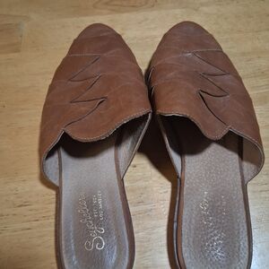 Seychelles Brown Leather Mules